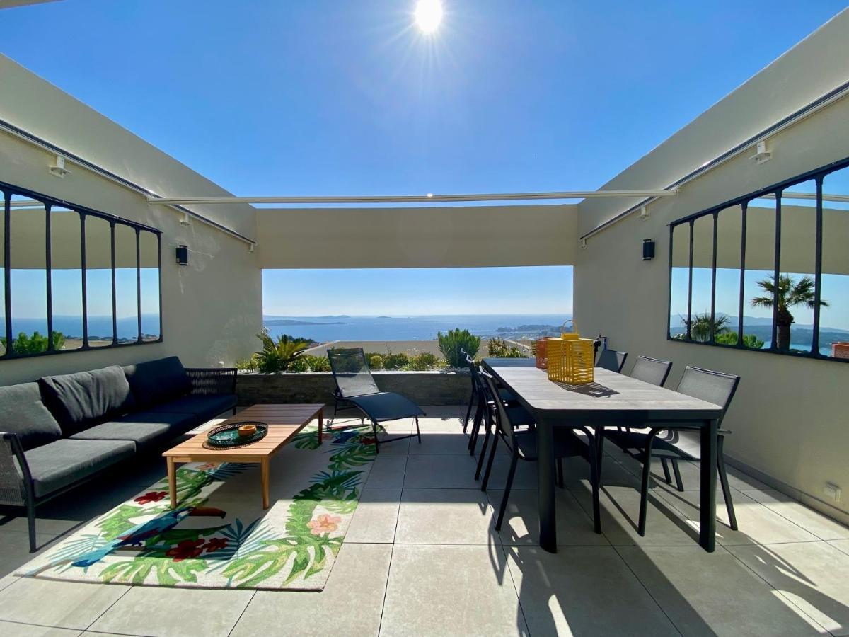 Superbe T2 44M2 - Grande Terrasse Vue Mer Panoramique Exceptionnelle Piscine - Parking Bandol Luaran gambar